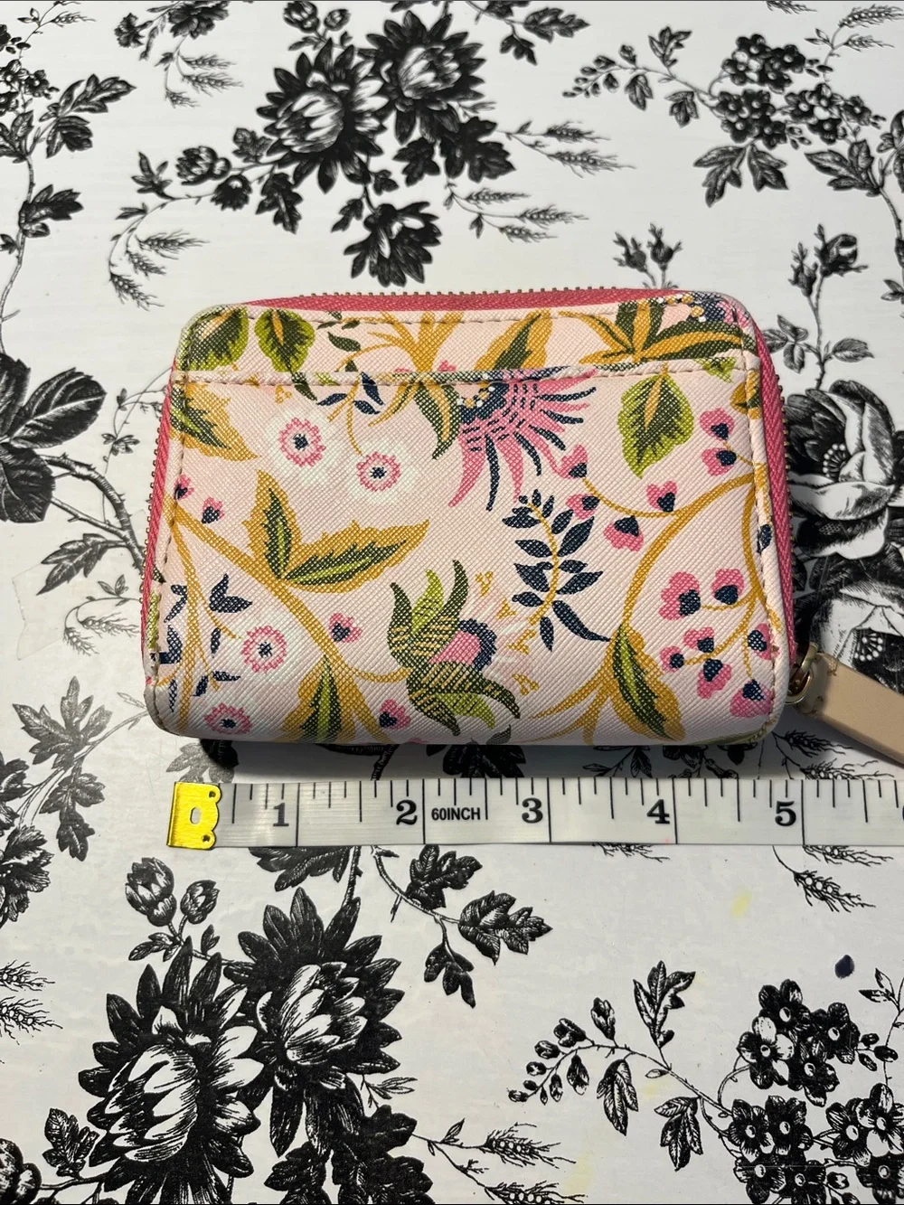 Spartina 449 Pink Floral Zip Wallet with Green and Gold Leaf Accents - Picture 5 of 7